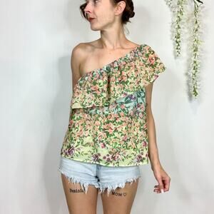 YUMI KIM Fleur Melody Baja top one shoulder ruffled floral romantic 2519
